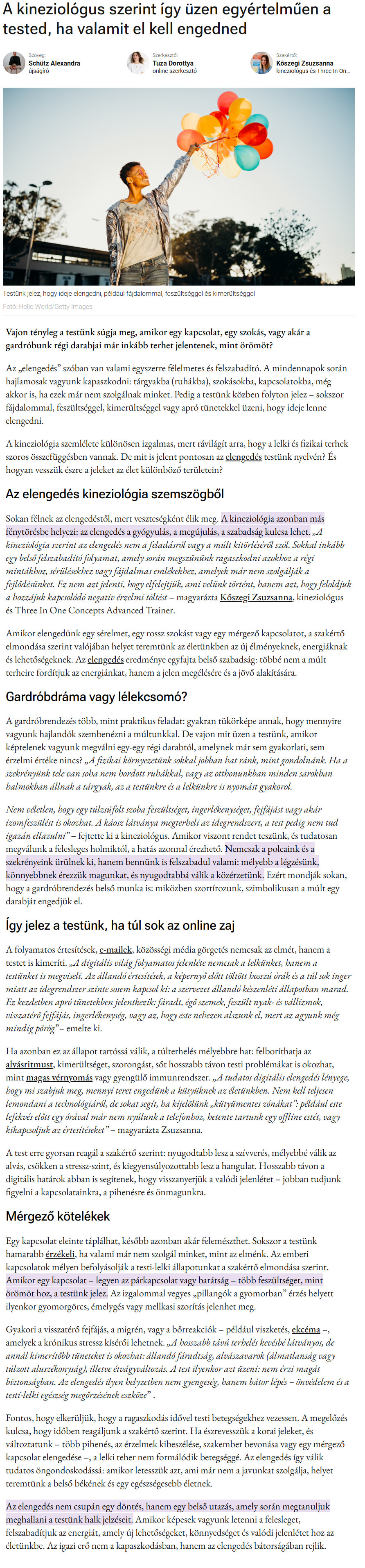 A kineziológus szerint így üzen egyértelműen a tested, ha valamit el kell engedned