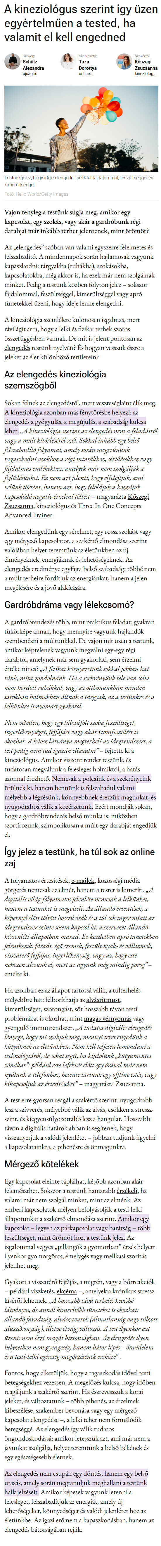 A kineziológus szerint így üzen egyértelműen a tested, ha valamit el kell engedned