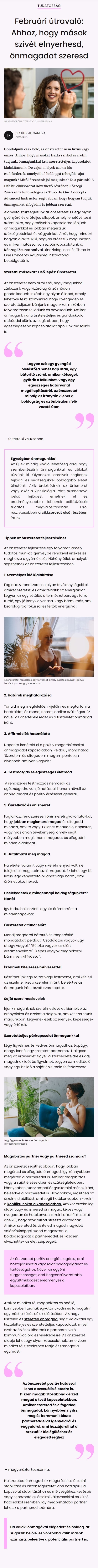 Februári útravaló: Ahhoz, hogy mások szívét elnyerhesd, önmagadat szeresd