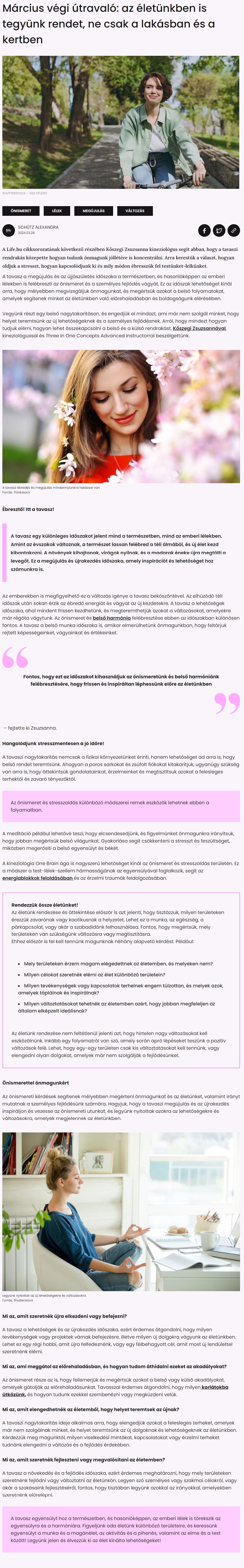 Március végi útravaló: az életünkben is tegyünk rendet, ne csak a lakásban és a kertben
