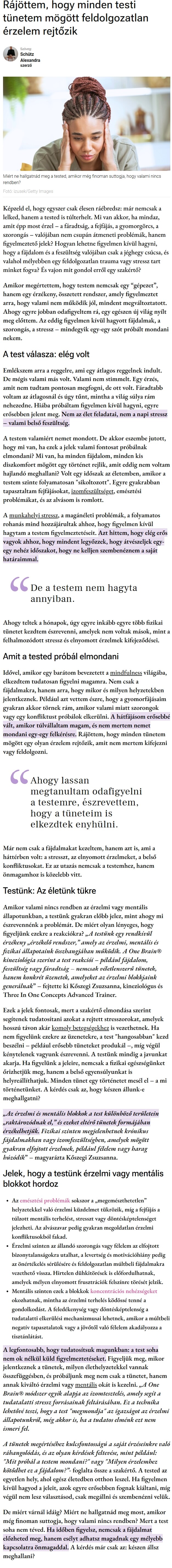 Rájöttem, hogy minden testi tünetem mögött feldolgozatlan érzelem rejtőzik