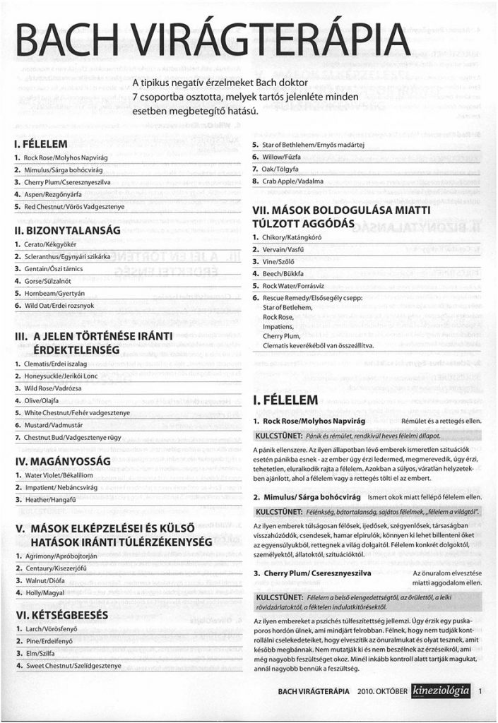 Kineziológia Magazin - Bach-virág cikk