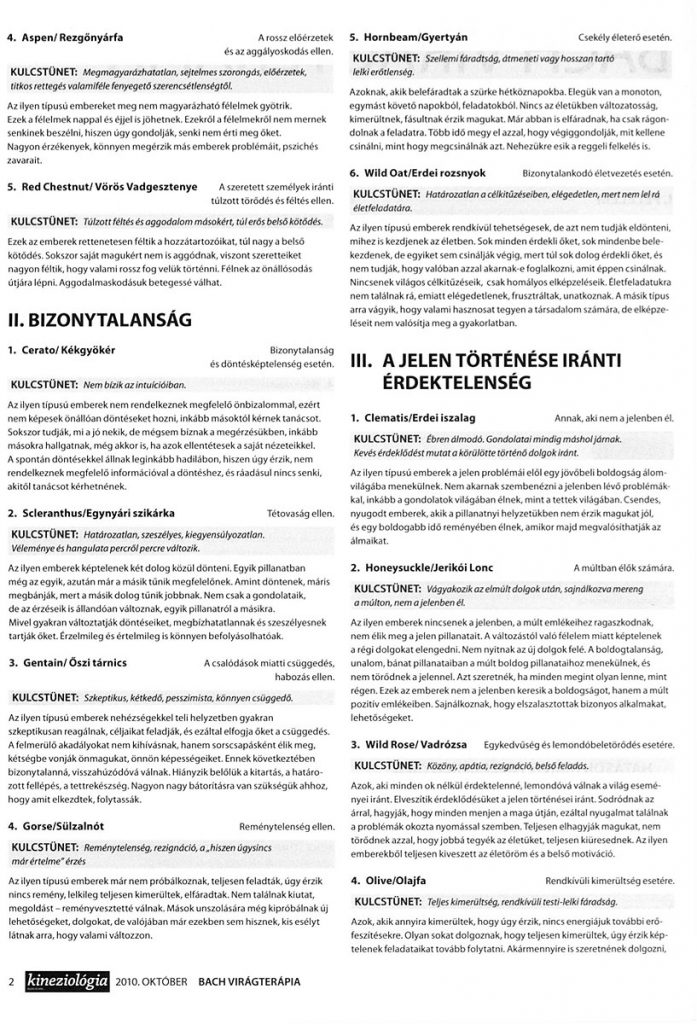 Kineziológia Magazin - Bach-virág cikk
