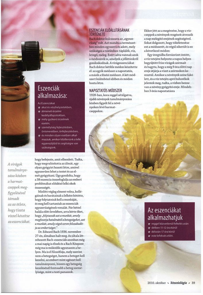 Kineziológia Magazin - Bach-virág cikk