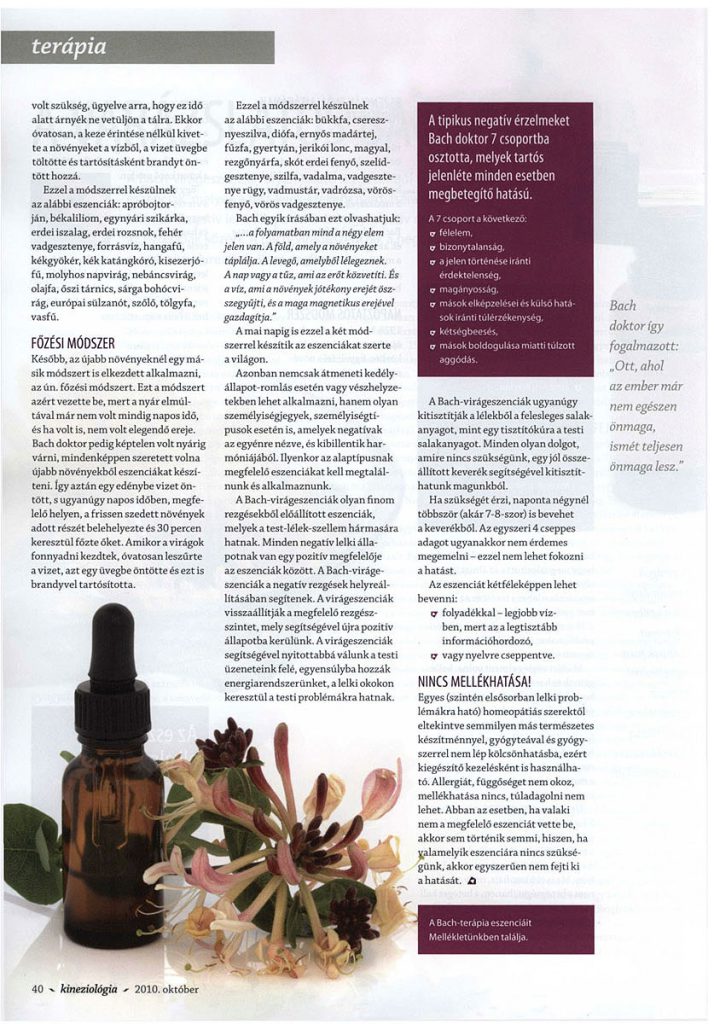 Kineziológia Magazin - Bach-virág cikk