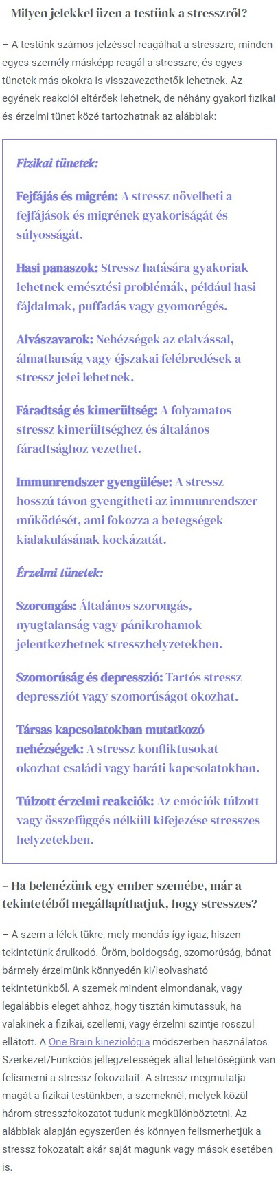 A szem a stressz tükre, avagy miről ismered fel a stresszt? Interjú Kőszegi Zsuzsanna kineziológussal