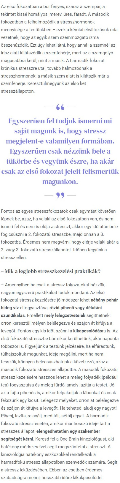 A szem a stressz tükre, avagy miről ismered fel a stresszt? Interjú Kőszegi Zsuzsanna kineziológussal