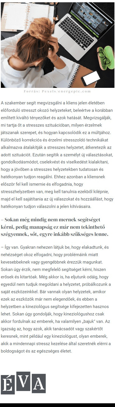A szem a stressz tükre, avagy miről ismered fel a stresszt? Interjú Kőszegi Zsuzsanna kineziológussal