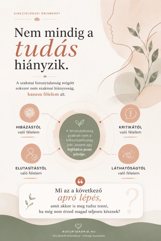 Infografika a szakmai bizonytalanság lehetséges belső okairól kineziológusoknak